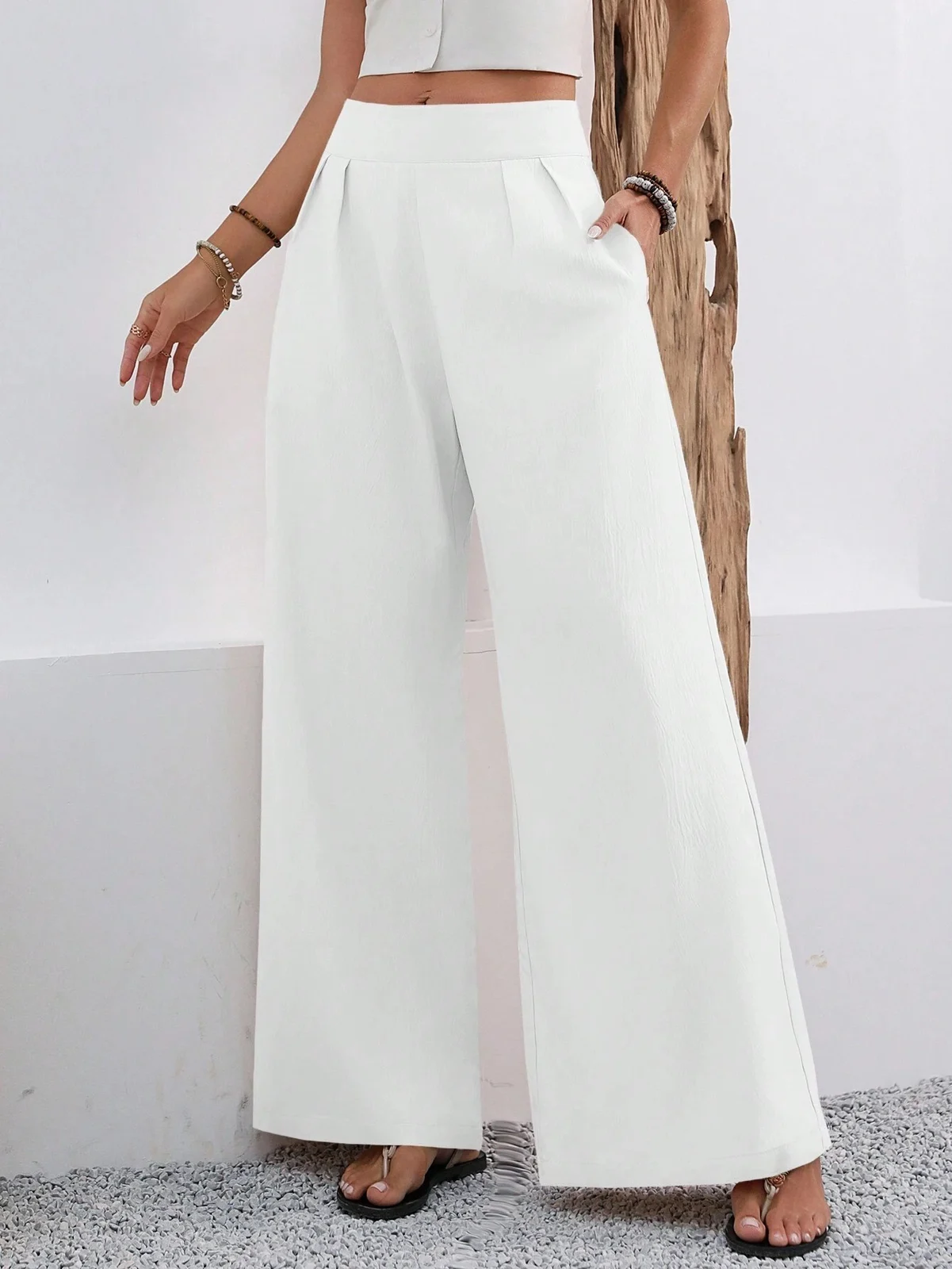 Autumn Women's New Pocket High-waisted Fashion Versatile Wide-leg Pants Long Commuting — image 7