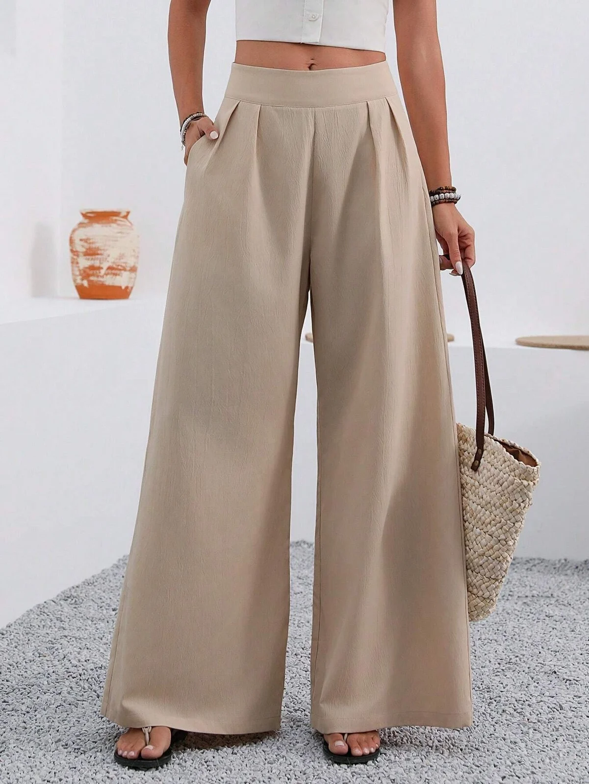 Autumn Women's New Pocket High-waisted Fashion Versatile Wide-leg Pants Long Commuting — image 2
