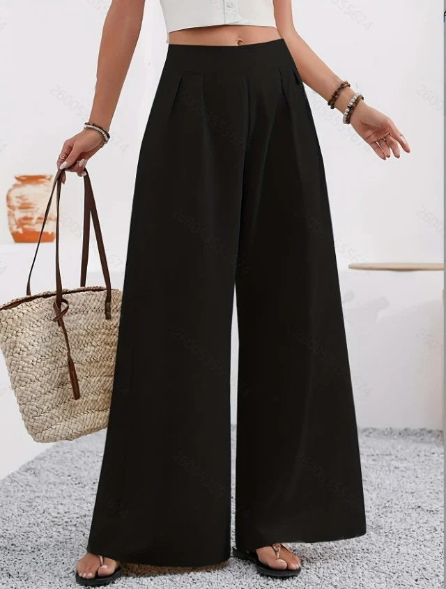 Autumn Women's New Pocket High-waisted Fashion Versatile Wide-leg Pants Long Commuting — image 3
