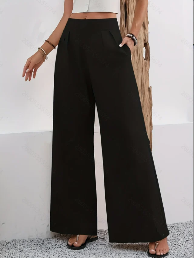 Autumn Women's New Pocket High-waisted Fashion Versatile Wide-leg Pants Long Commuting — image 5