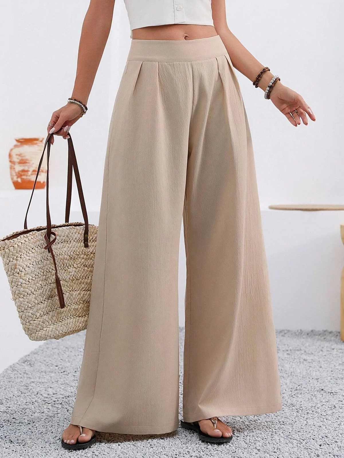 Autumn Women's New Pocket High-waisted Fashion Versatile Wide-leg Pants Long Commuting — image 8