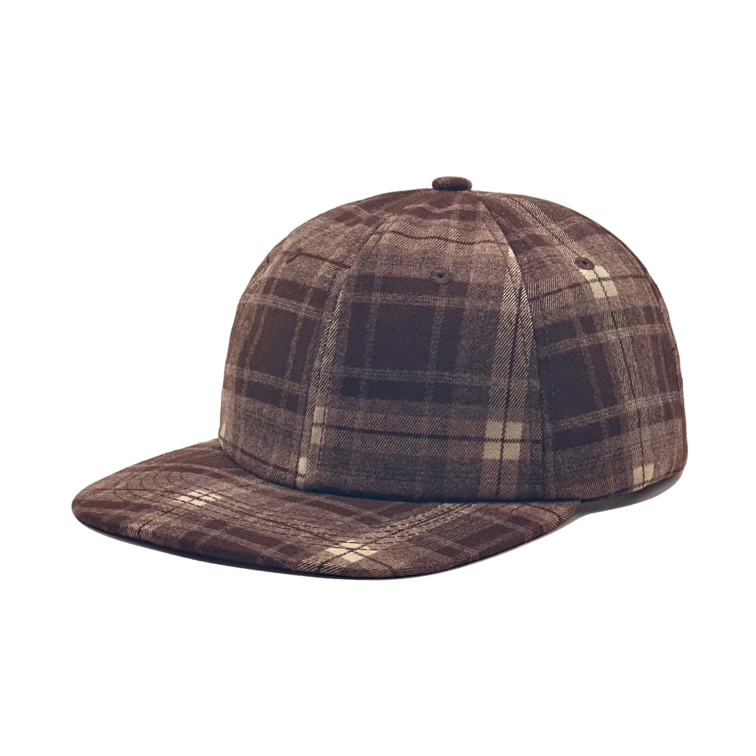 Autumnwinter Woolen Plaid Flat-brim Baseball Cap Vintage Style — image 6