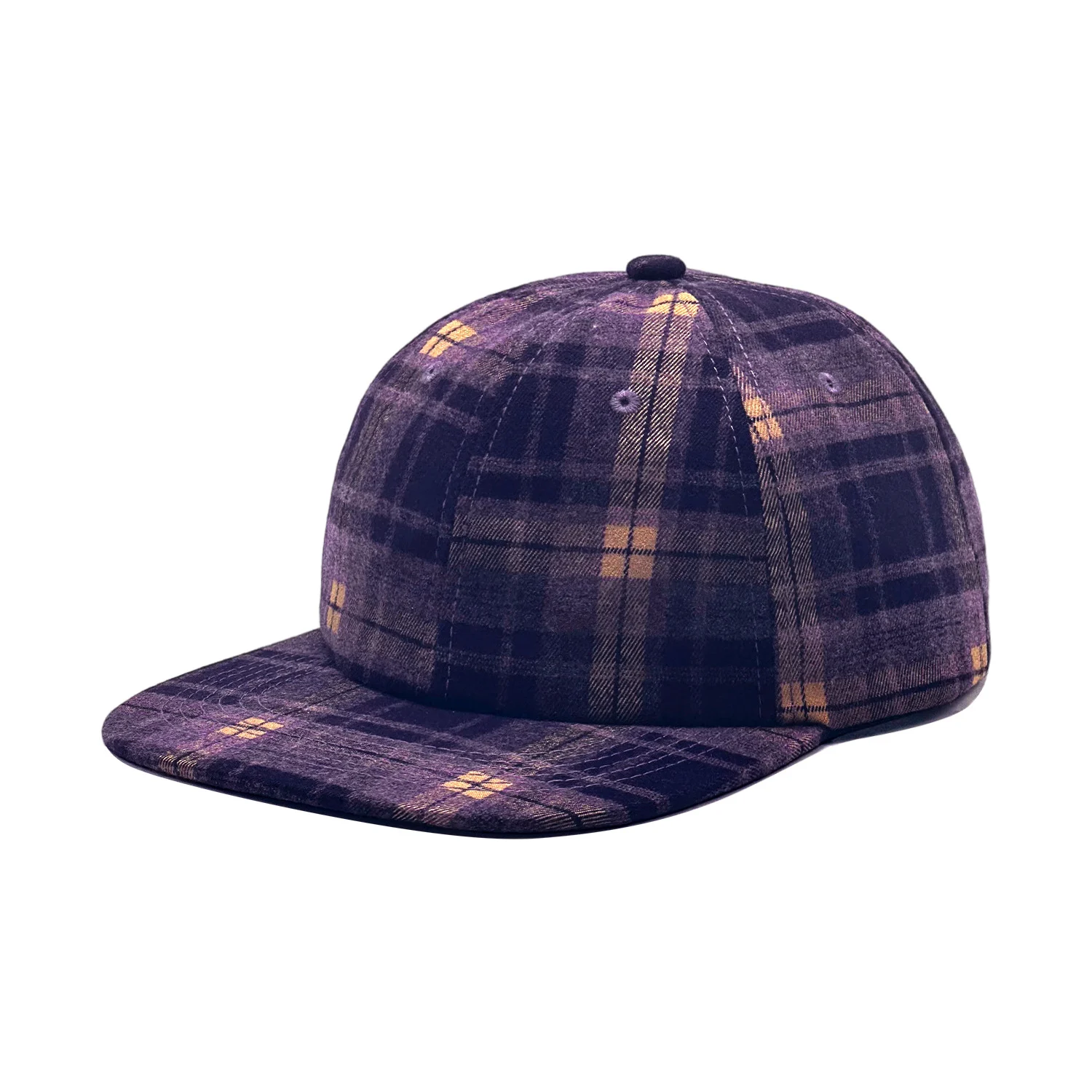 Autumnwinter Woolen Plaid Flat-brim Baseball Cap Vintage Style — image 4