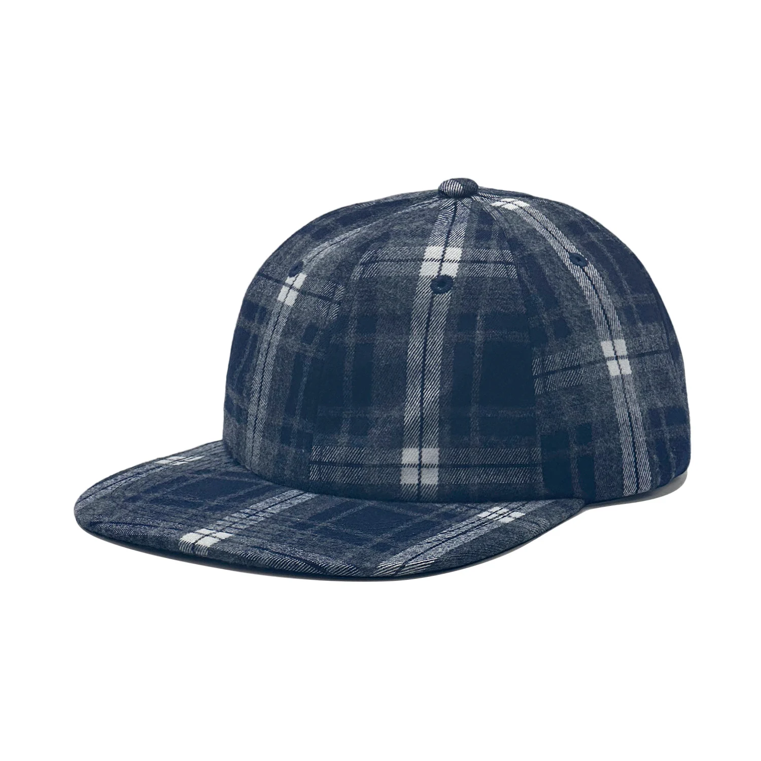 Autumnwinter Woolen Plaid Flat-brim Baseball Cap Vintage Style — image 5