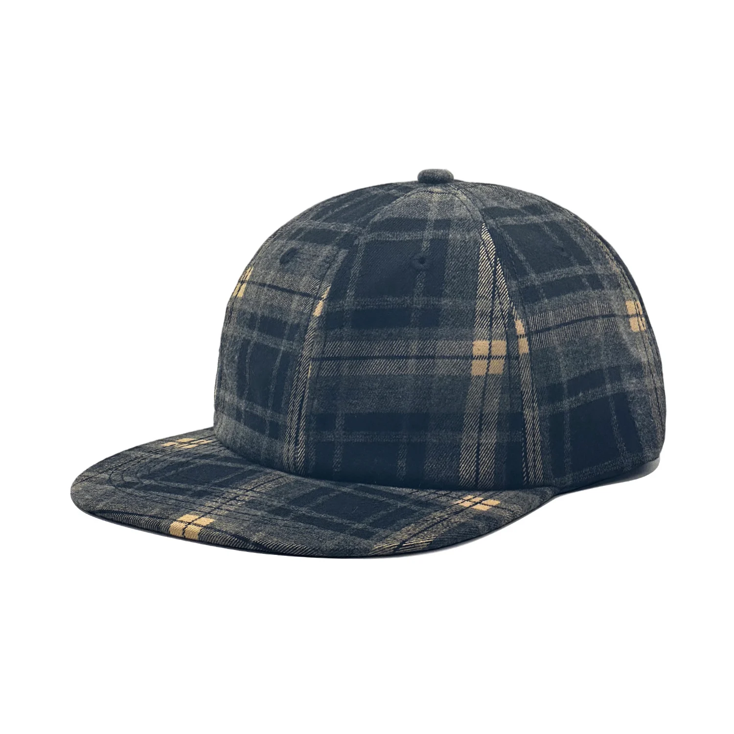 Autumnwinter Woolen Plaid Flat-brim Baseball Cap Vintage Style — image 7