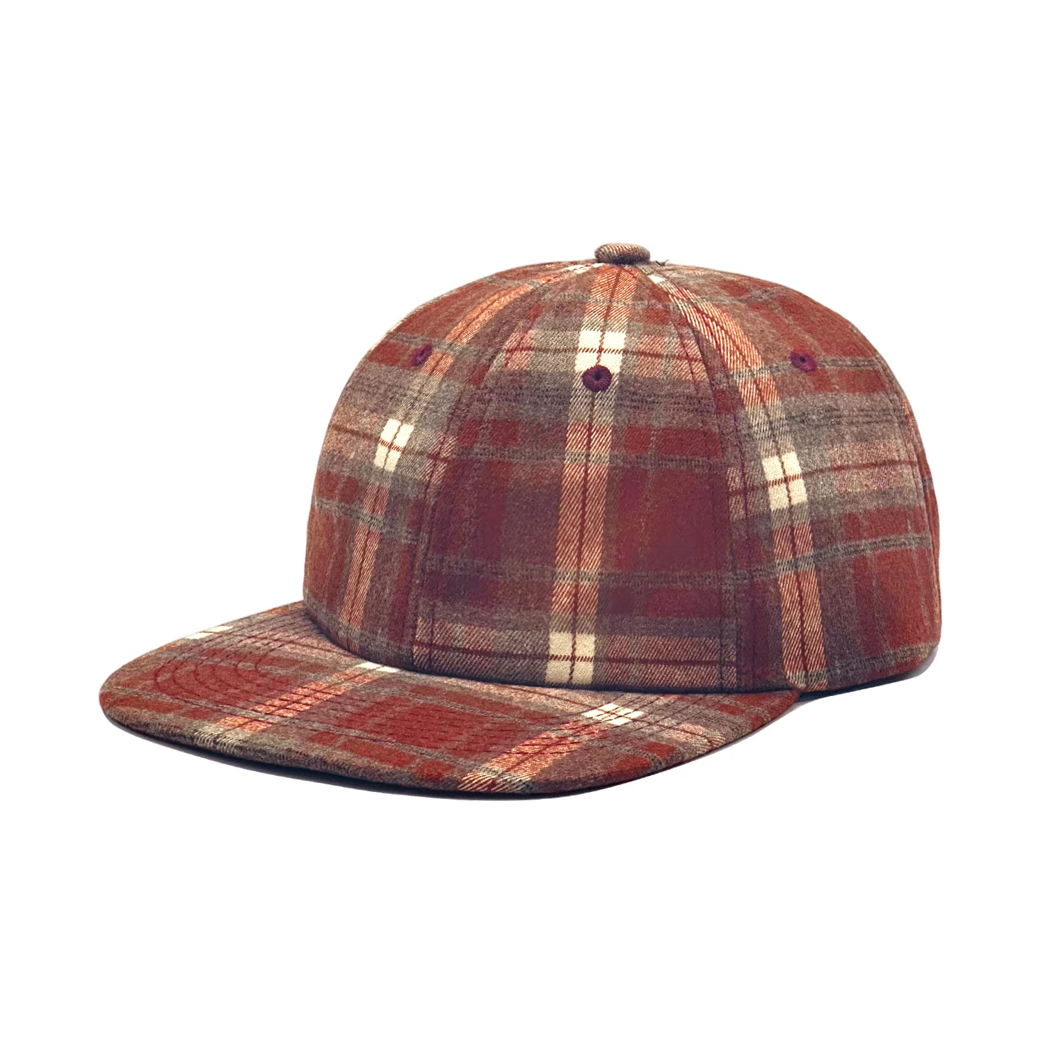 Autumnwinter Woolen Plaid Flat-brim Baseball Cap Vintage Style — image 2