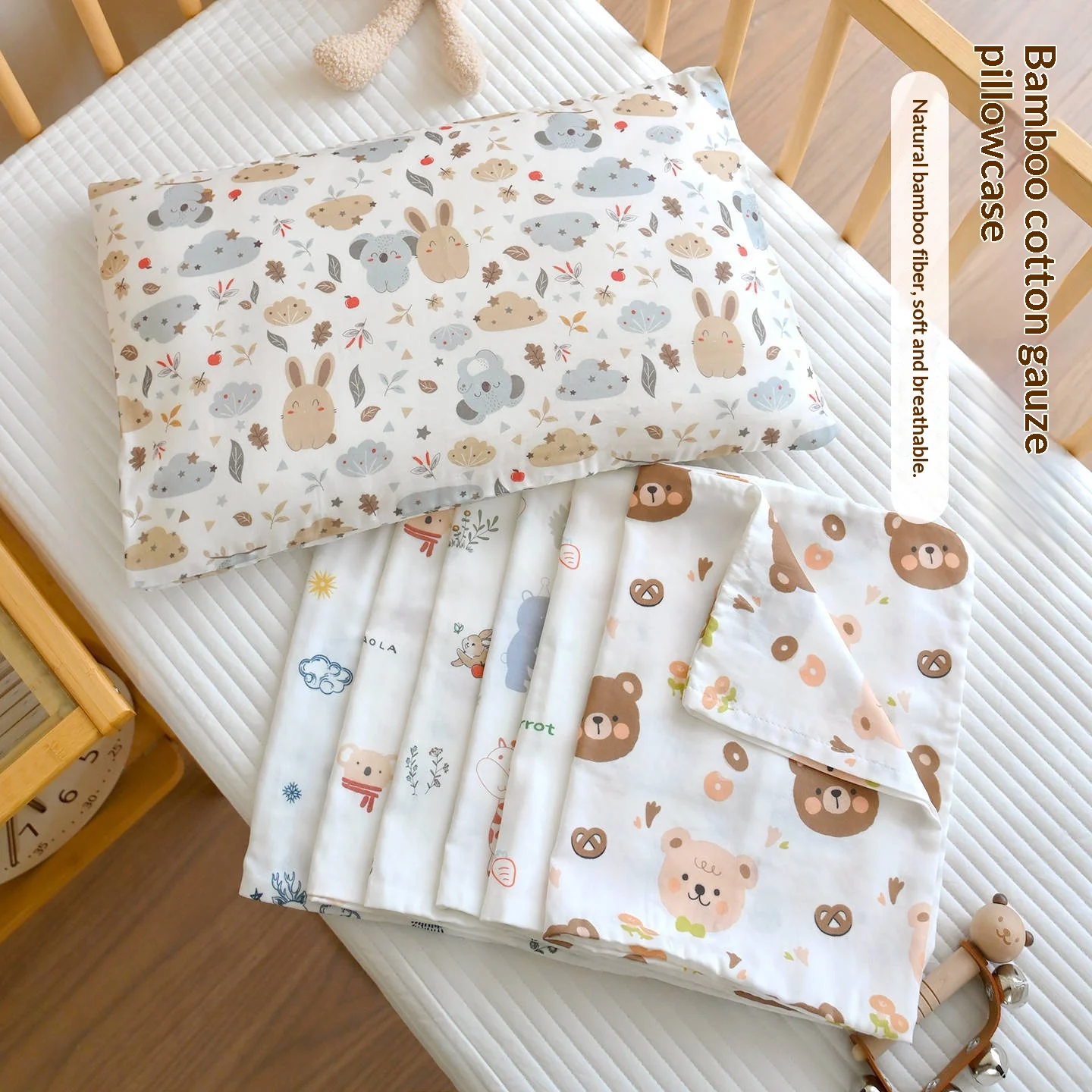 Baby Double-layer Gauze Bamboo Fiber Cooling Sweat-absorbing And Breathable Pillowcase — image 5