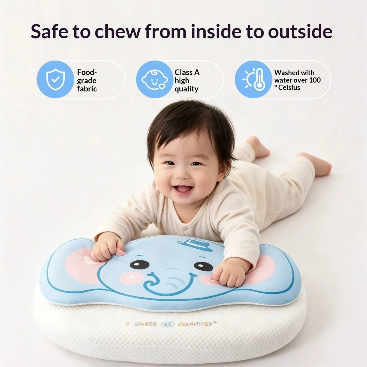 Baby Elephant 2-in-1 Memory Foam Childrens Pillow Class A Core — image 5