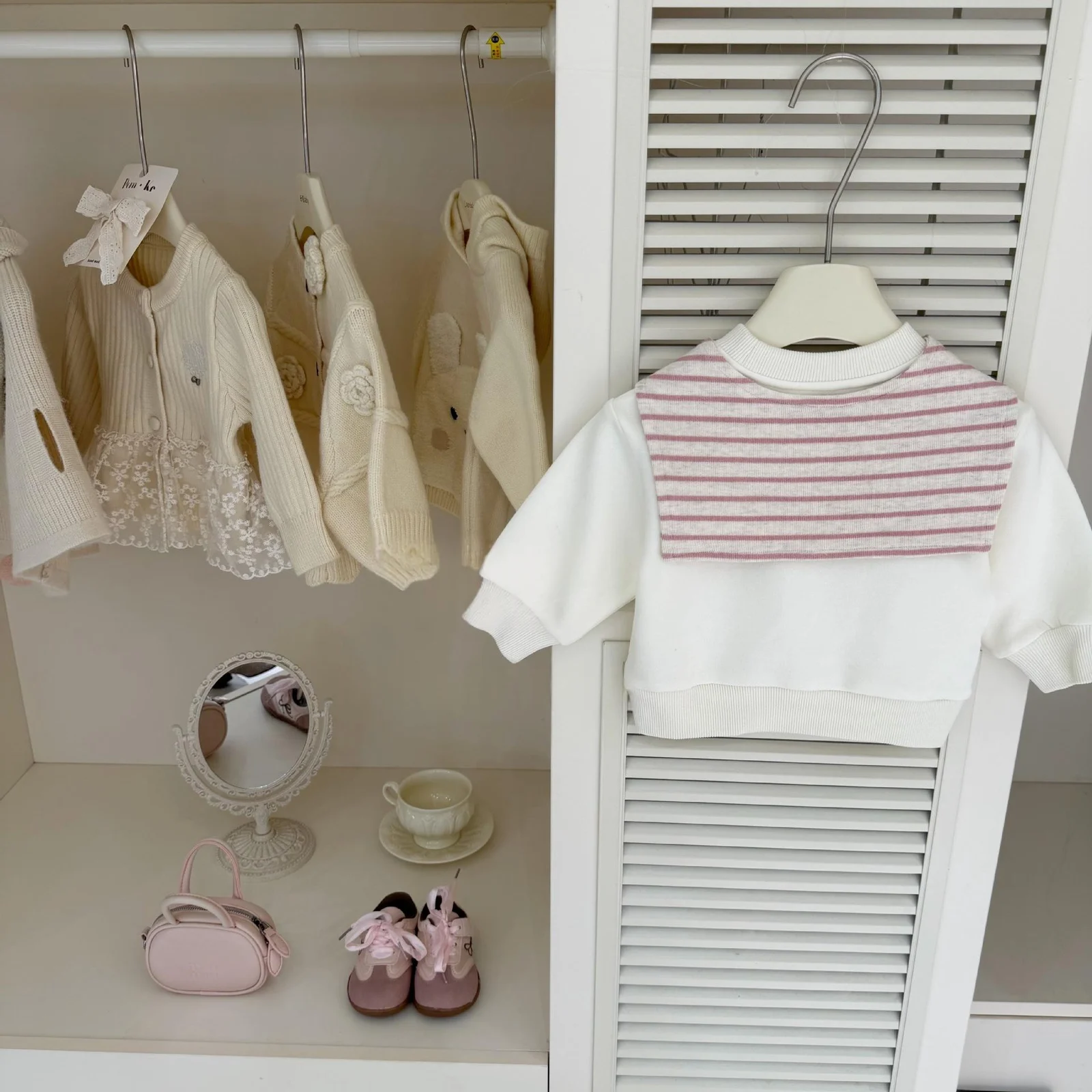 Baby Girl Sweater And Striped Bell-bottom Pants Set — image 4