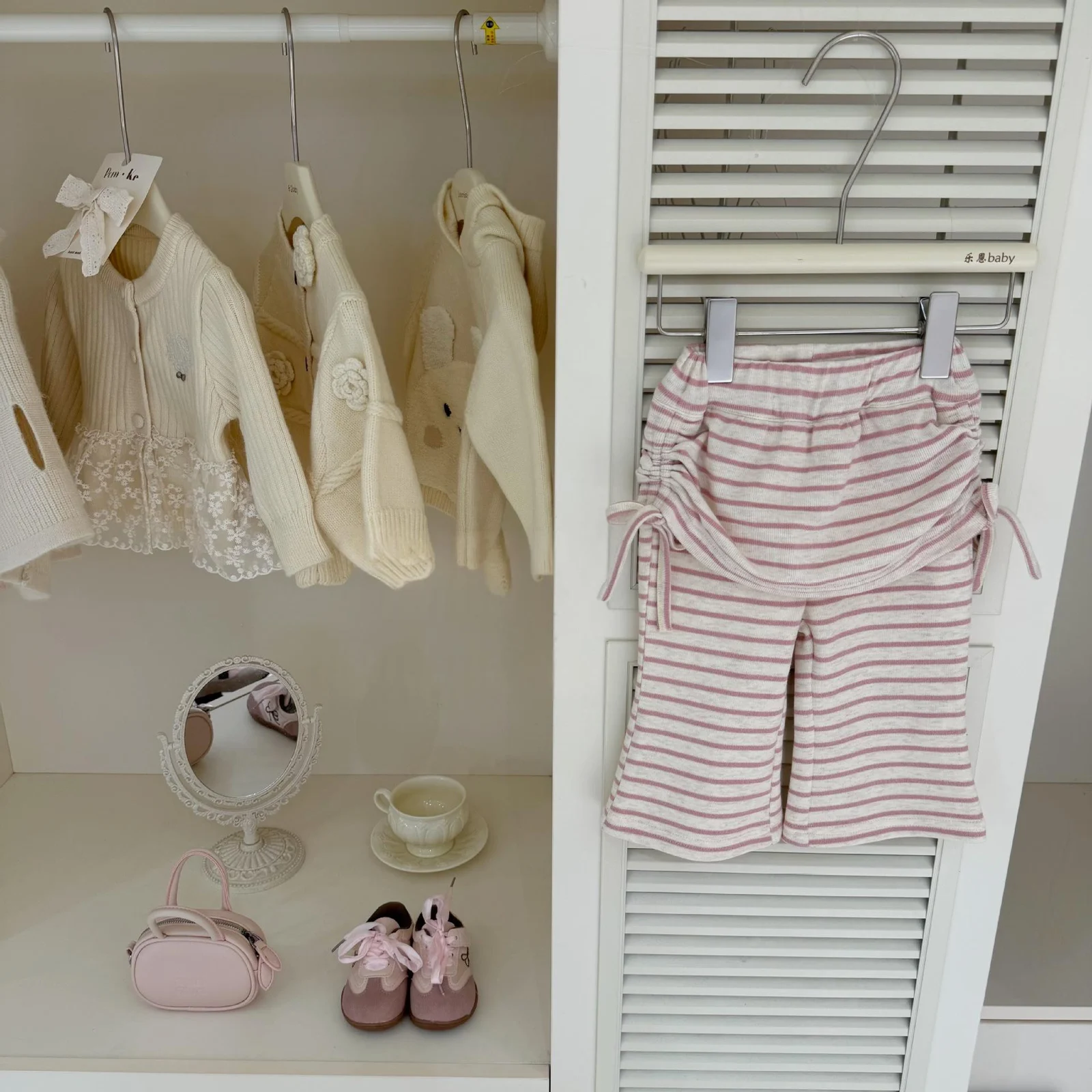 Baby Girl Sweater And Striped Bell-bottom Pants Set — image 2