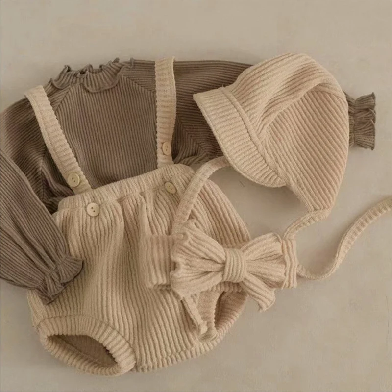 Baby Knitted Suspender Overalls, High-waisted Romper — image 6