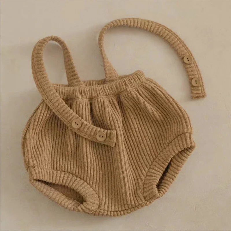 Baby Knitted Suspender Overalls, High-waisted Romper — image 2