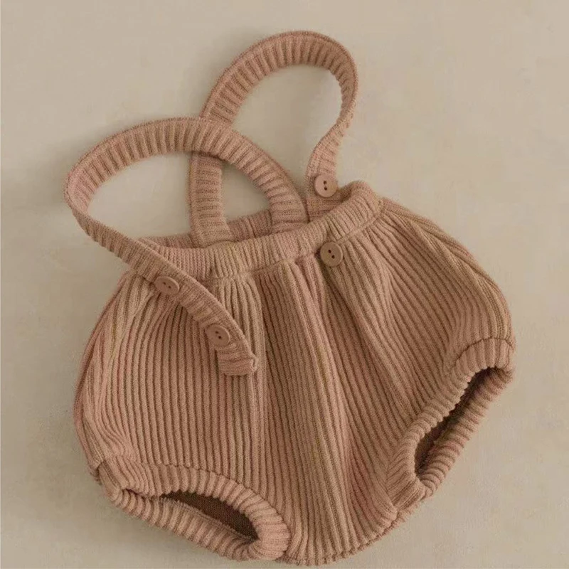 Baby Knitted Suspender Overalls, High-waisted Romper — image 5