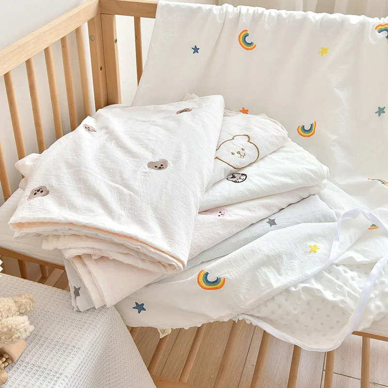 Baby Water-washed Cotton Embroidered Bean-pattern Duvet Cover — image 3