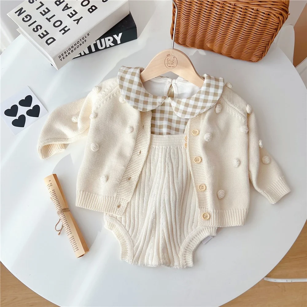 Baby Wool Cardigan Spring Romper And Coat Set — image 2
