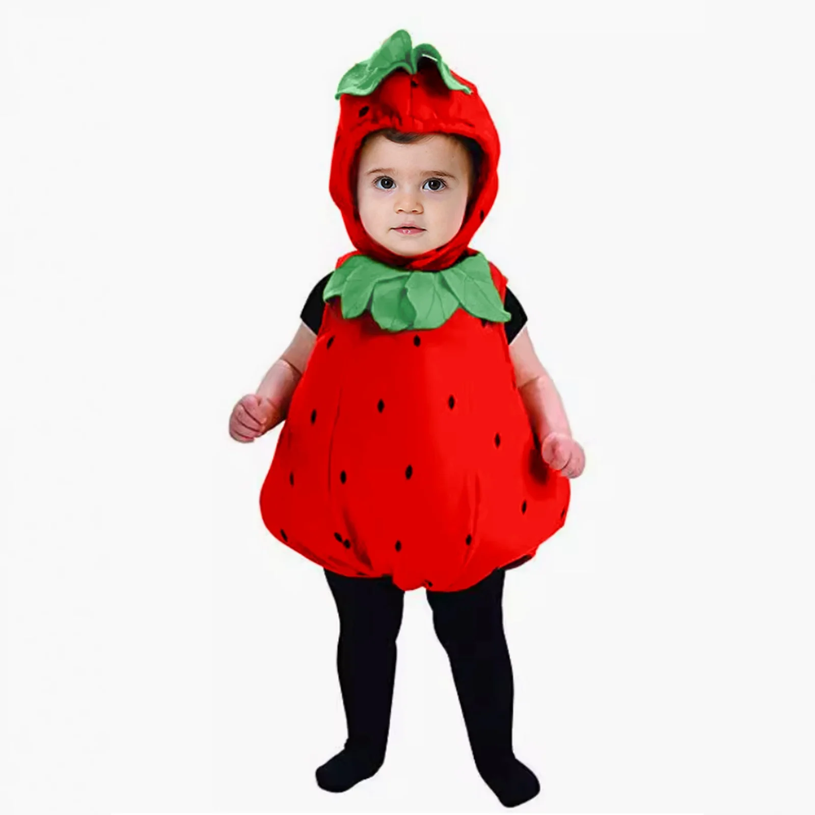 Babys Fallwinter Strawberry-themed Romper And Hat Two-piece Set — image 3