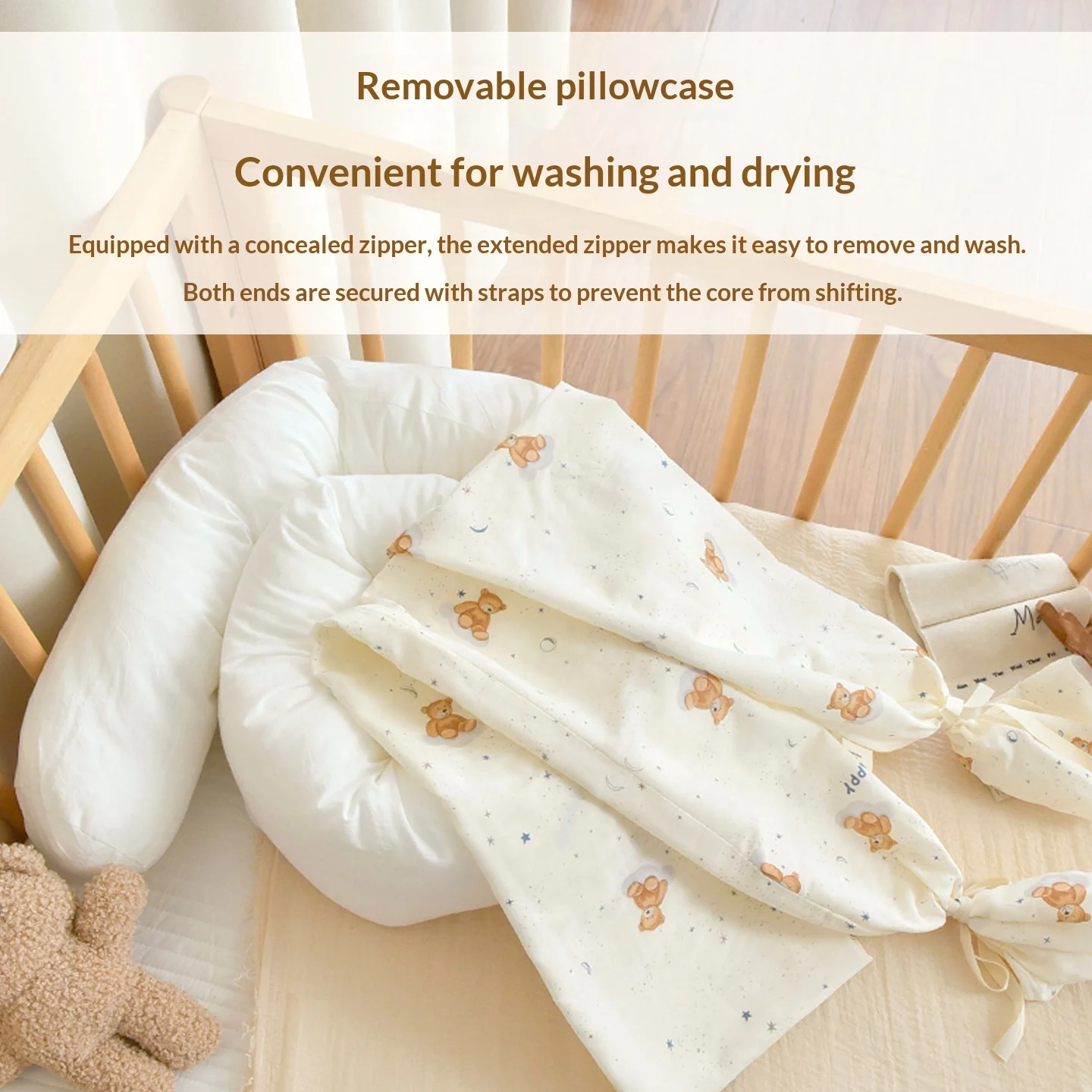 Babys Soft Cotton Gauze Bumper Pad Side-sleeping Pillow And Bed Backrest Cushion — image 2