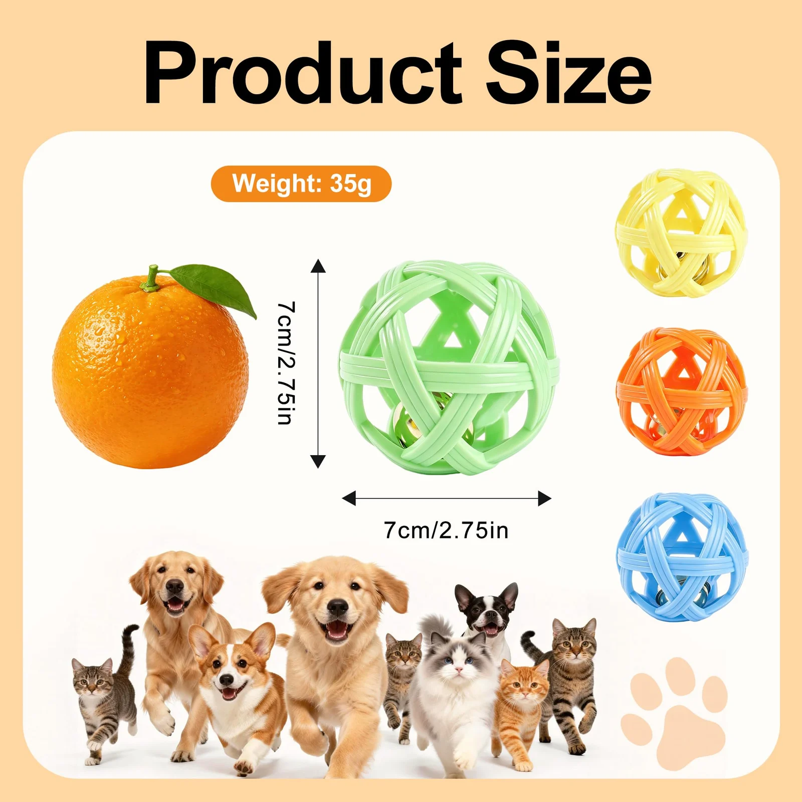 Balls With Inside Bell, Non-toxic Toys For Small Dogs & Puppies Natural Rubber, Fetch… — image 2