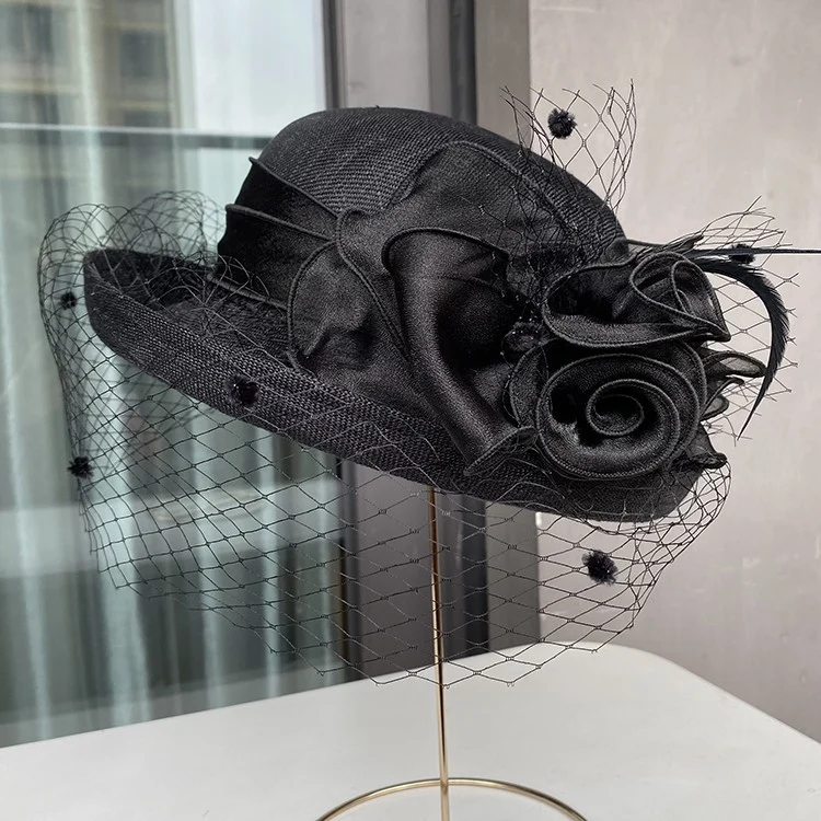 Banquet Flower Top Hat With Curled Brim Sun — image 3