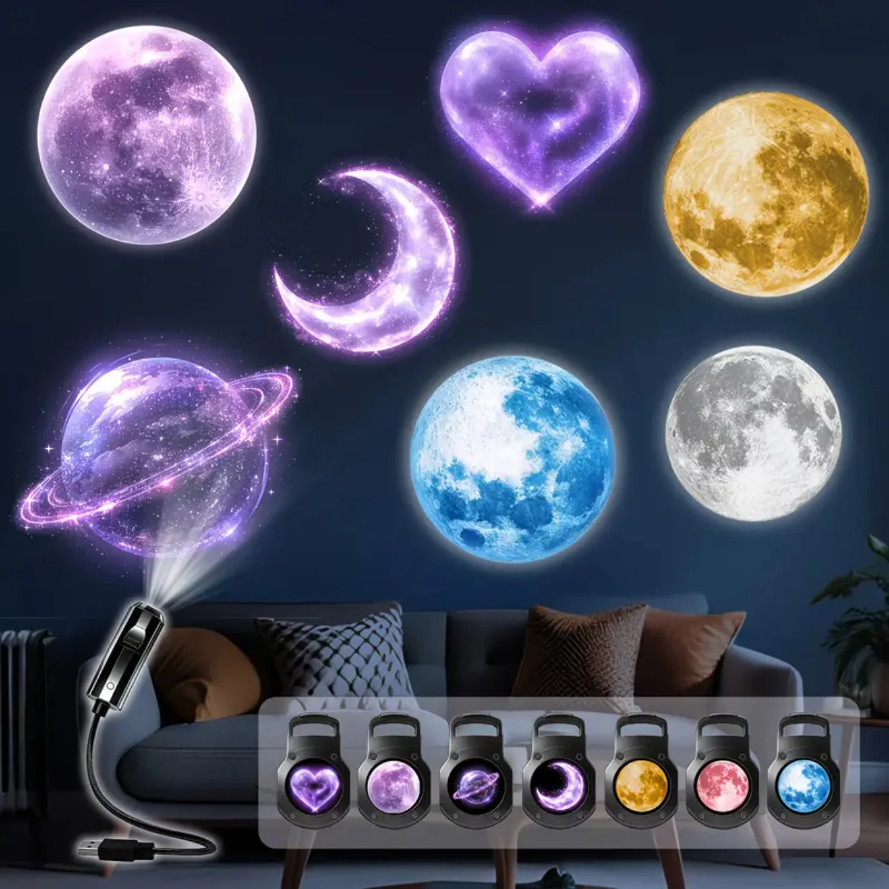 Bedroom Starry Moon Projection Small Night Lamp — image 3