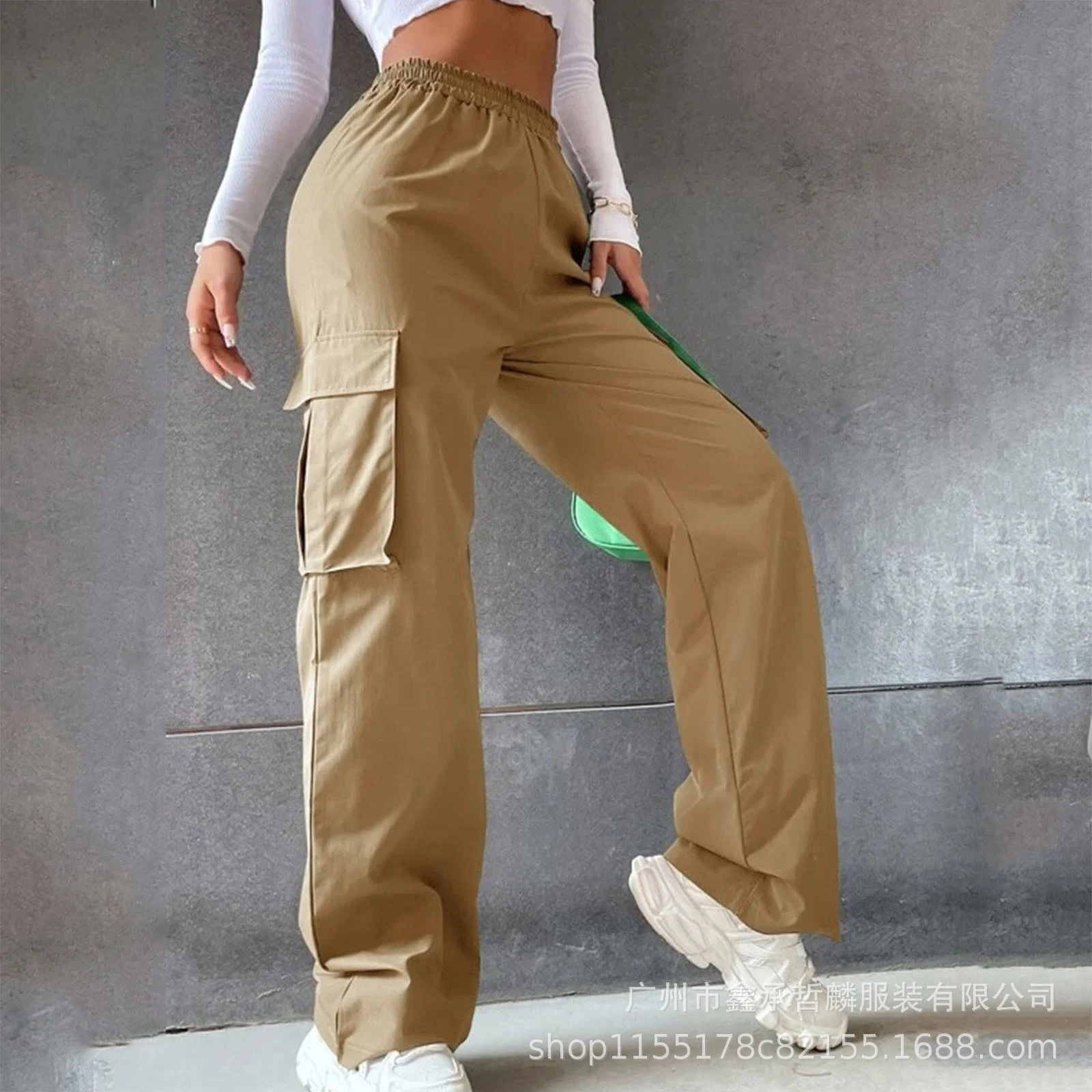 Beltless High-waisted Wide-leg Pants Straight Loose Elegant Work Casual Women's Clothing — image 12
