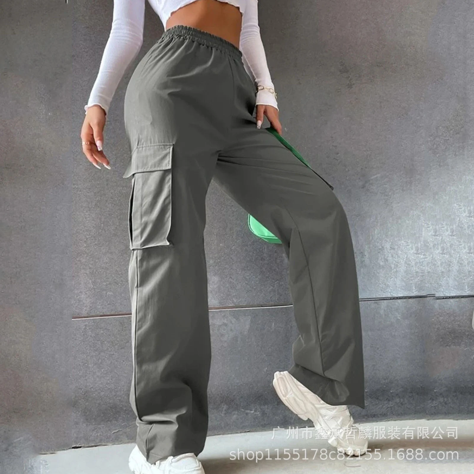 Beltless High-waisted Wide-leg Pants Straight Loose Elegant Work Casual Women's Clothing — image 8