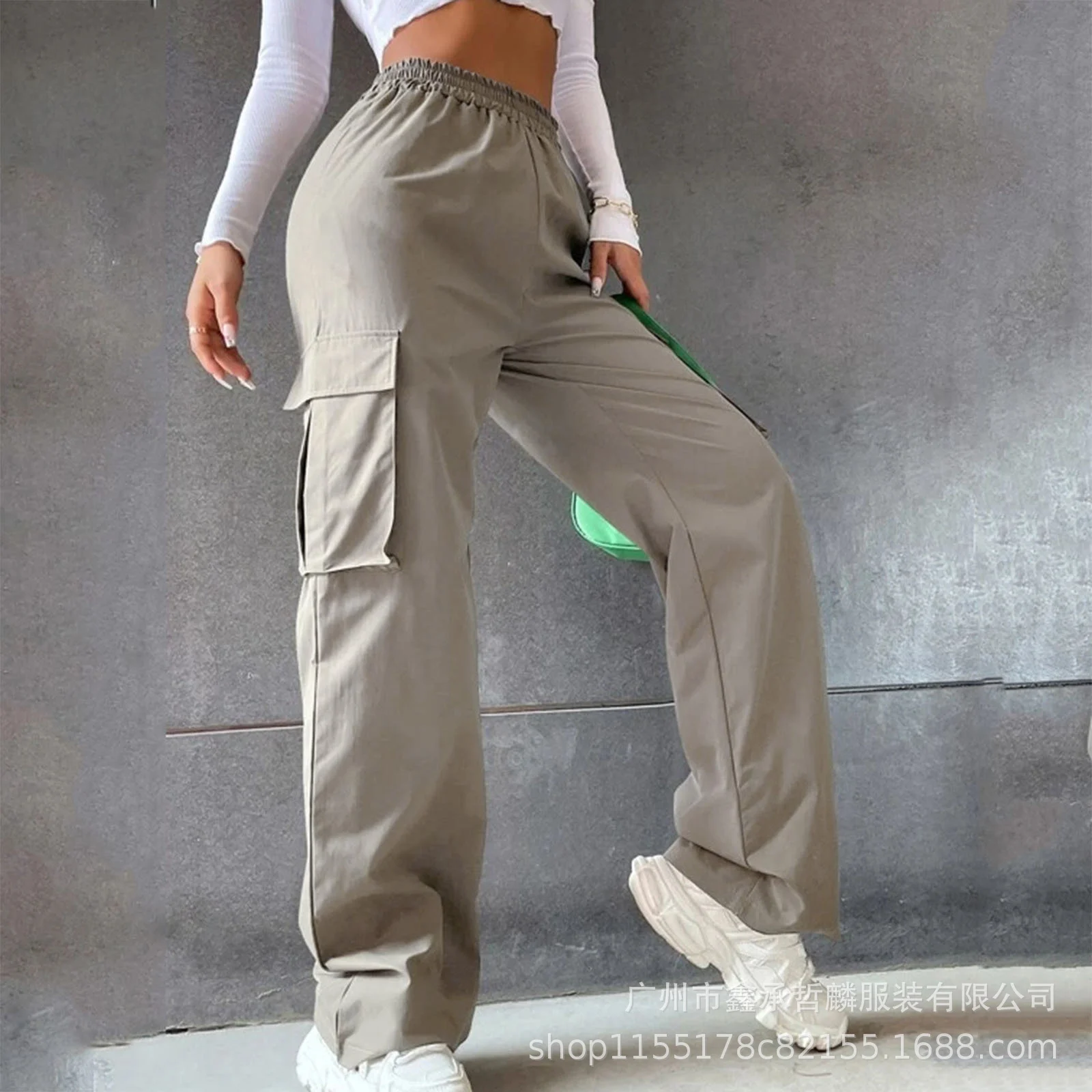 Beltless High-waisted Wide-leg Pants Straight Loose Elegant Work Casual Women's Clothing — image 9