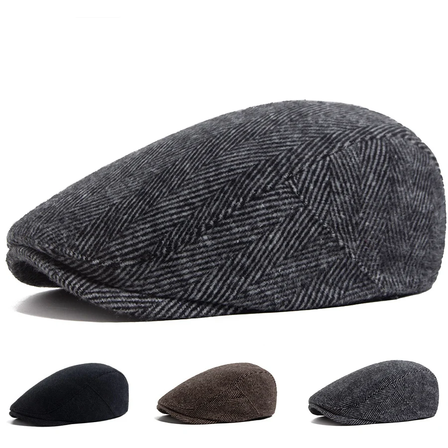 Beret Men's British Vintage Newsboy Casual Herringbone Forward Peaked Cap — image 3