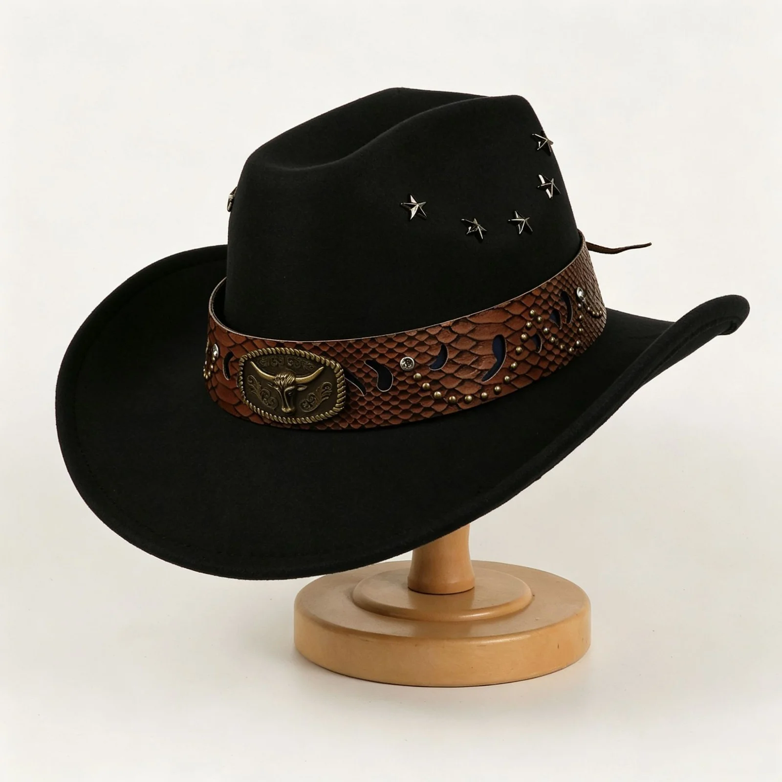 Best-selling Style Star Studded Leather Jazz Cap — image 6