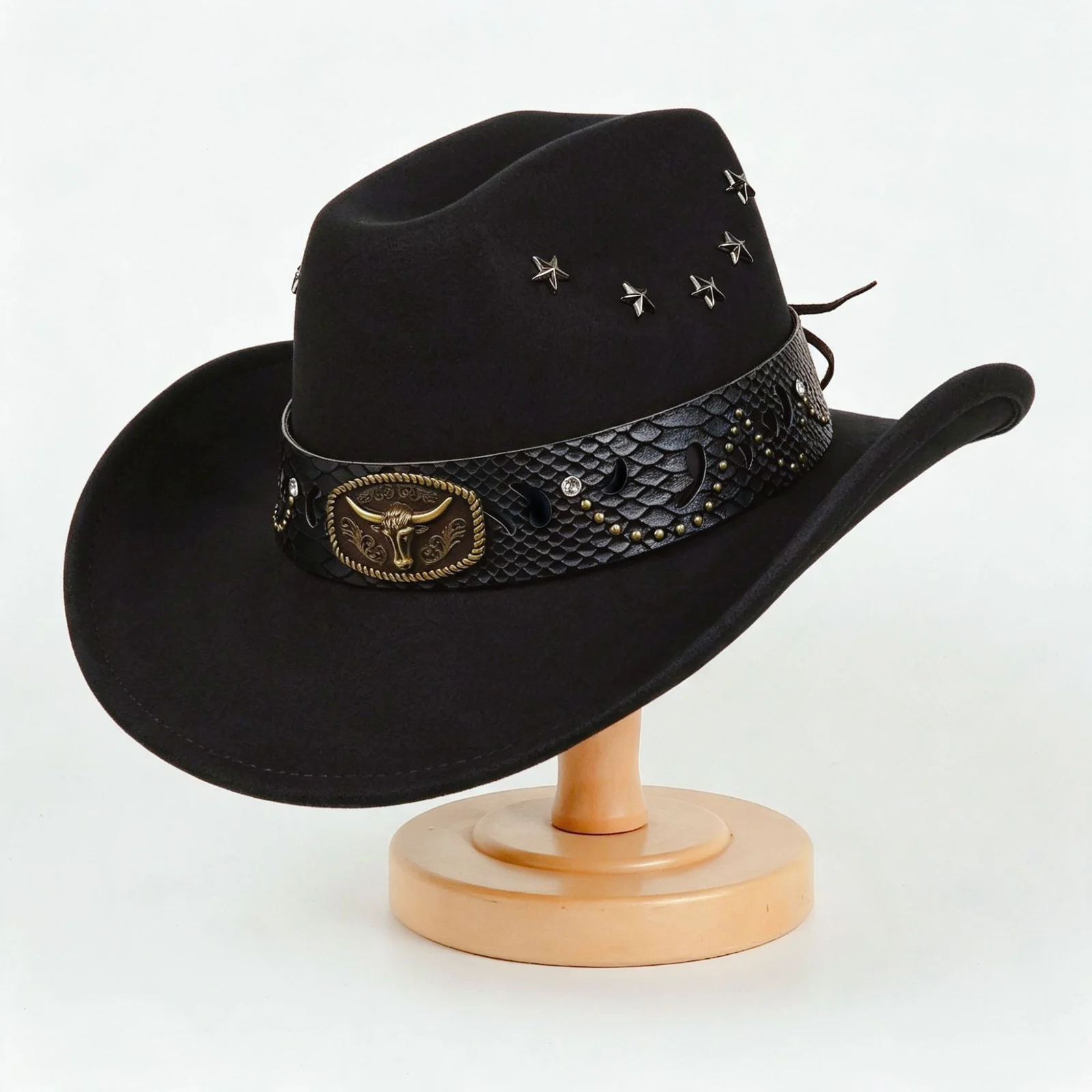 Best-selling Style Star Studded Leather Jazz Cap — image 4