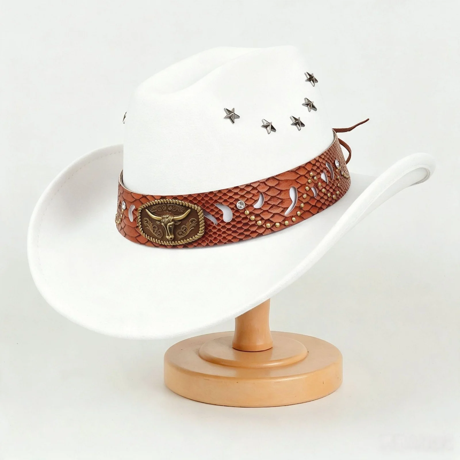 Best-selling Style Star Studded Leather Jazz Cap — image 7