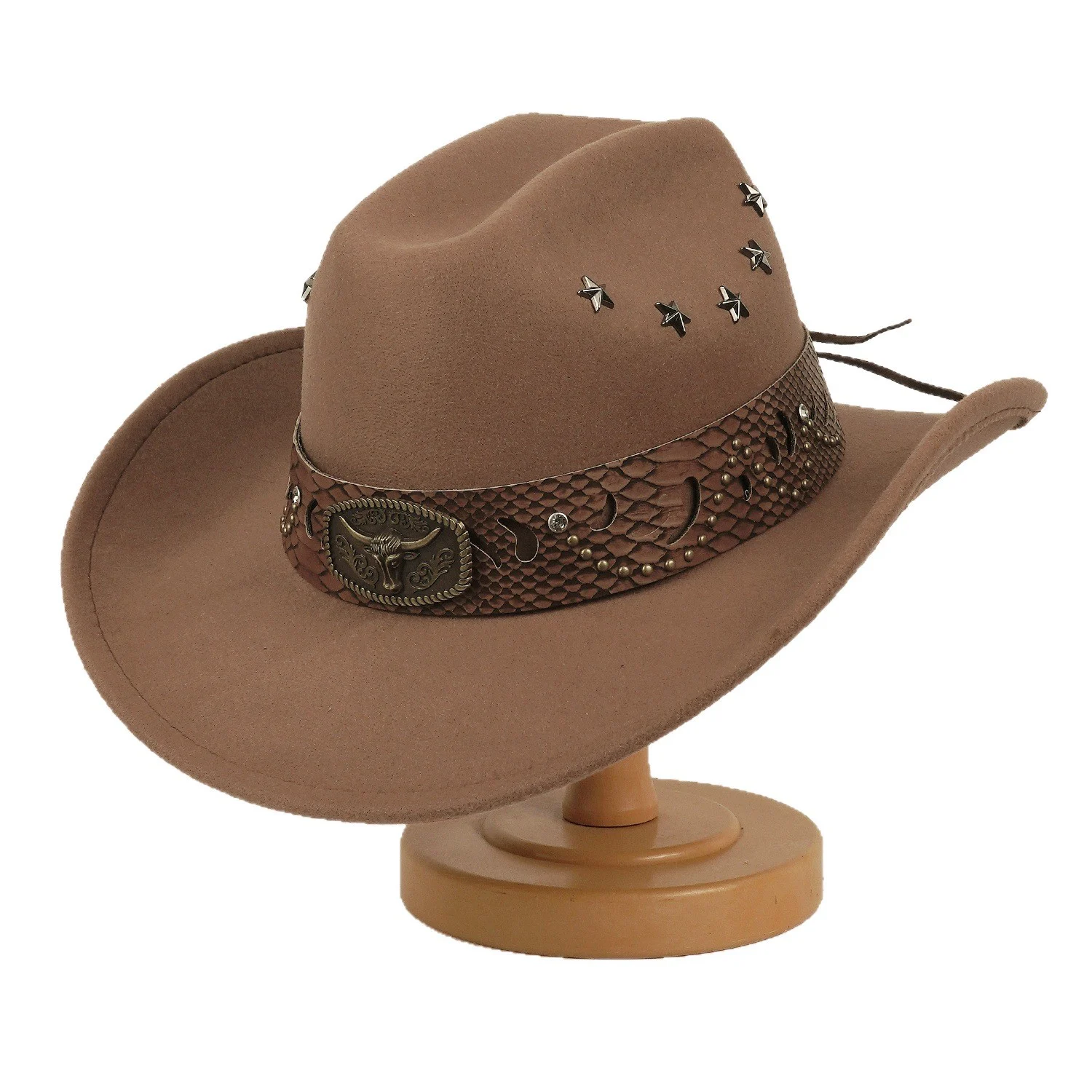 Best-selling Style Star Studded Leather Jazz Cap — image 1