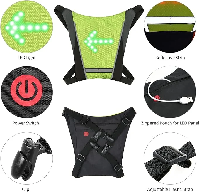 Bicycle LED Turn Signal, Smart Arrow Warning Backpack Clip, Riding And Night Running… — image 4