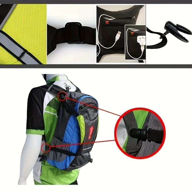 Bicycle LED Turn Signal, Smart Arrow Warning Backpack Clip, Riding And Night Running… — image 3