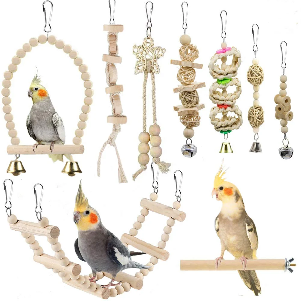 Bird Parrot Swing Toys, Chewing Standing Hanging Perch Hammock Climbing Ladder Cage… — image 6