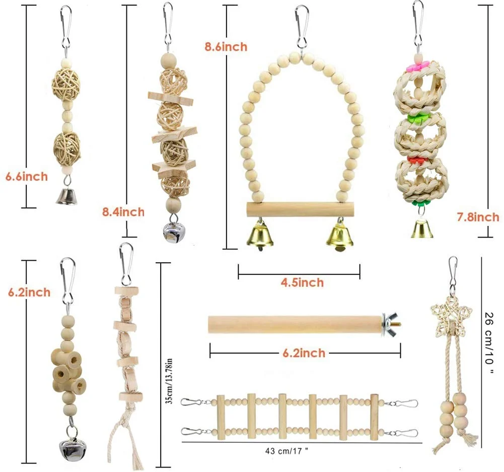Bird Parrot Swing Toys, Chewing Standing Hanging Perch Hammock Climbing Ladder Cage… — image 4