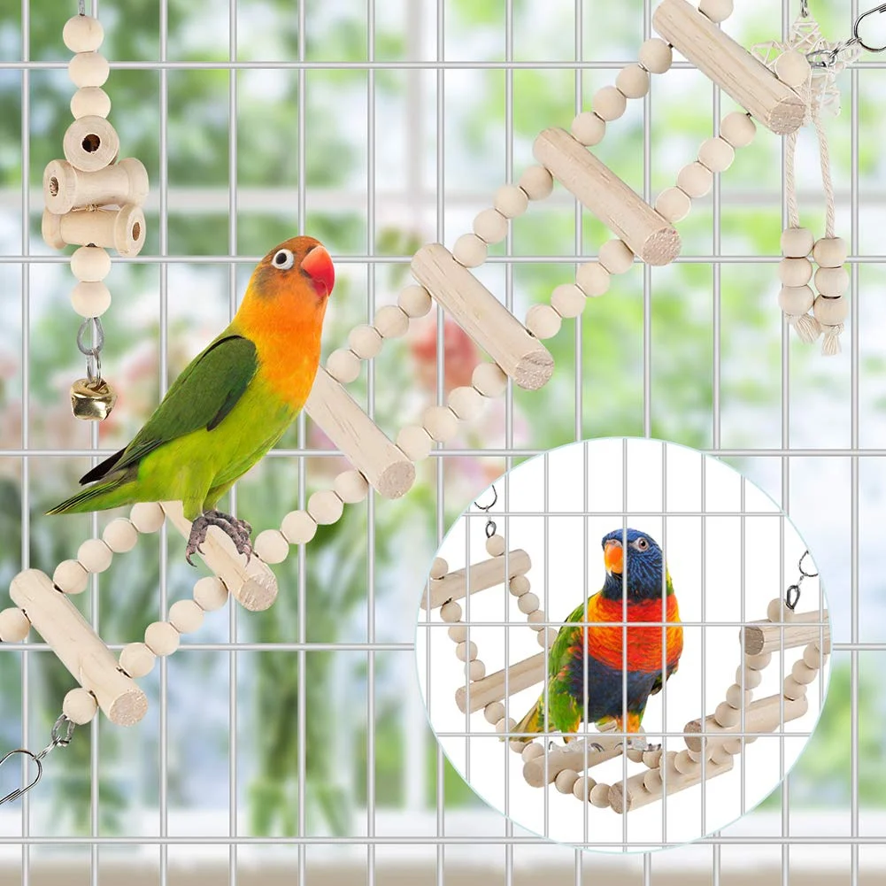 Bird Parrot Swing Toys, Chewing Standing Hanging Perch Hammock Climbing Ladder Cage… — image 3