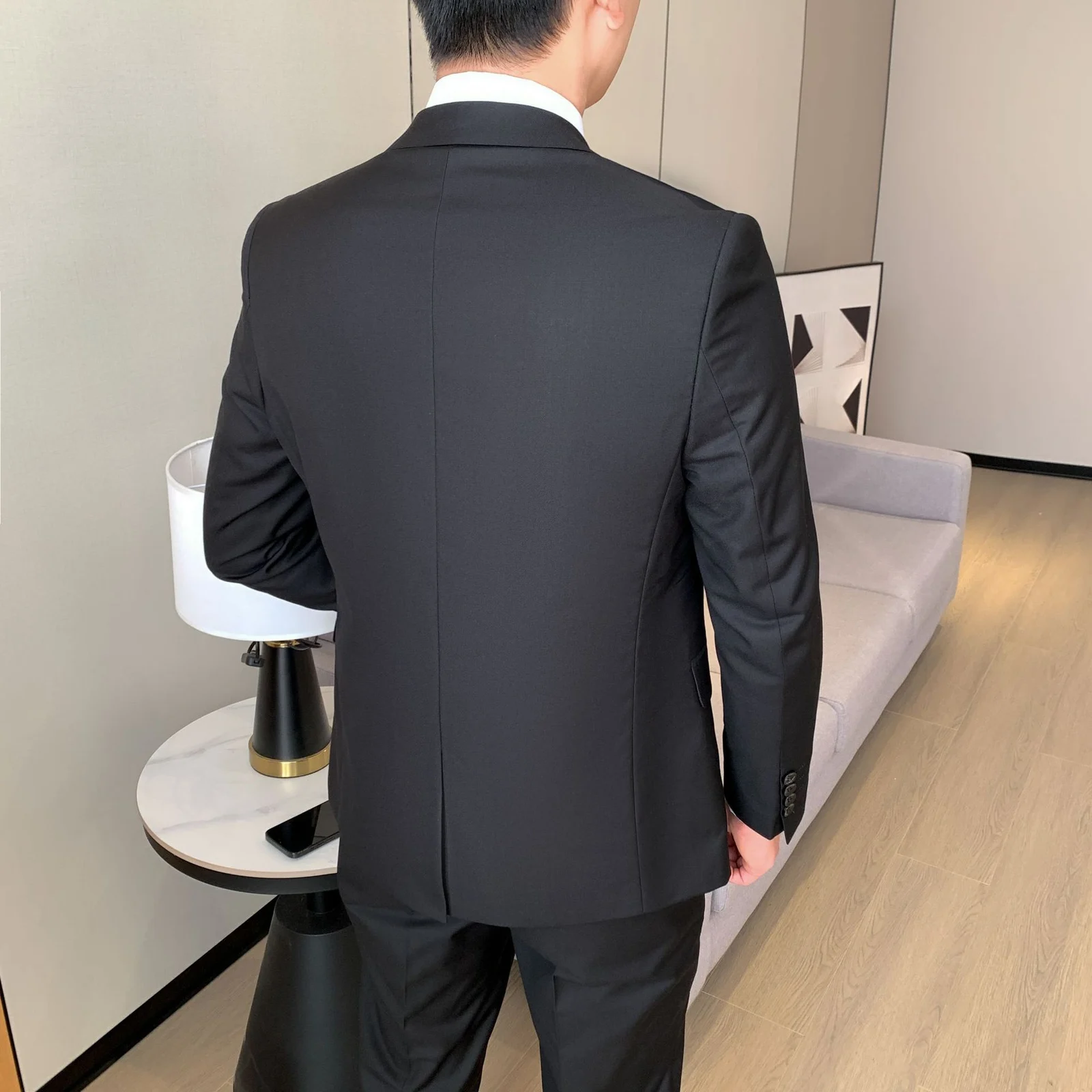 Black Suit Mens Flat-lapel Blazer — image 5