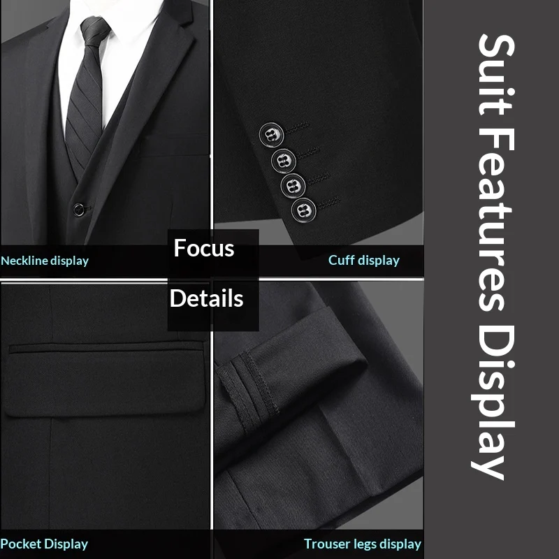 Black Suit Mens Flat-lapel Blazer — image 6