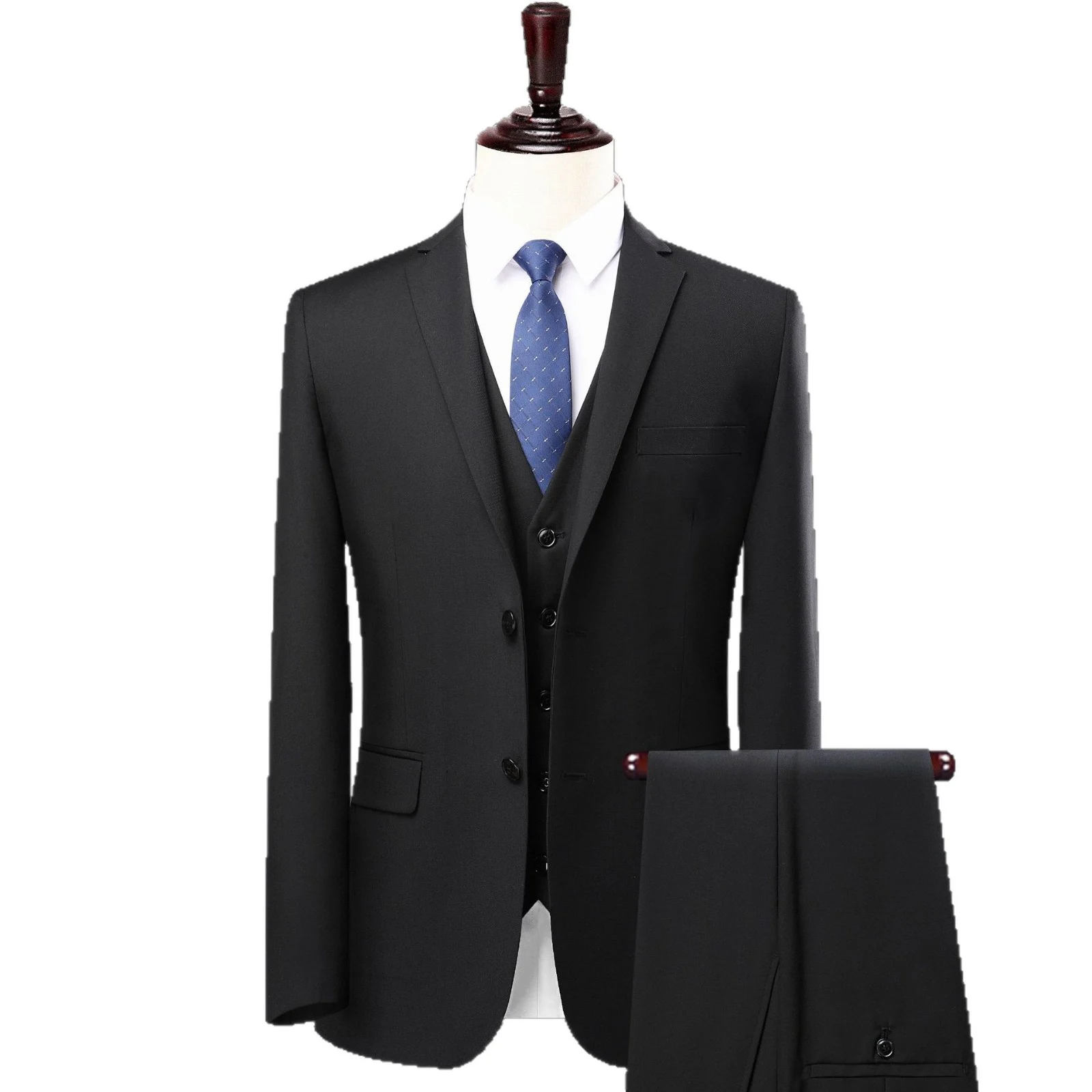 Black Suit Mens Flat-lapel Blazer — image 3