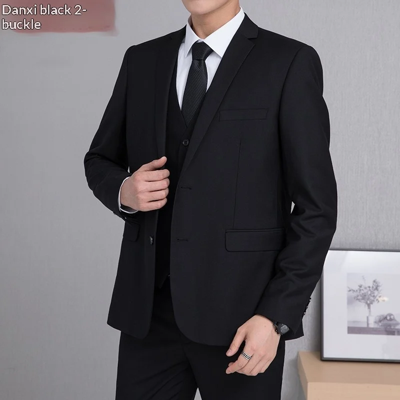 Black Suit Mens Flat-lapel Blazer — image 2