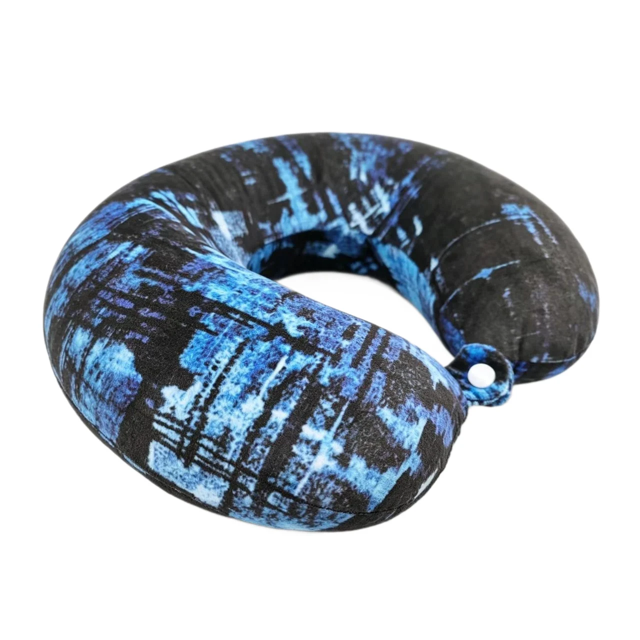 Blue Black Abstract Print U Shaped Travel Neck Pillow, Foam Bead Cervical Pillow With… — image 2