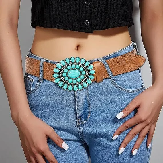 Bohemian Retro Western Cowboy Belt For Women And Men Style Carved Factory Ready Stock — image 4