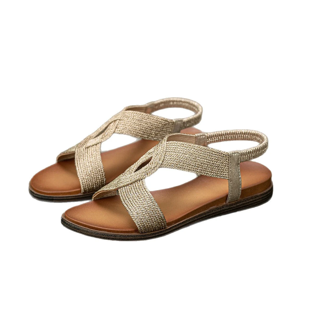 Bohemian-style Outdoor Flat Cross-strap Elastic Beach Sandals — image 4