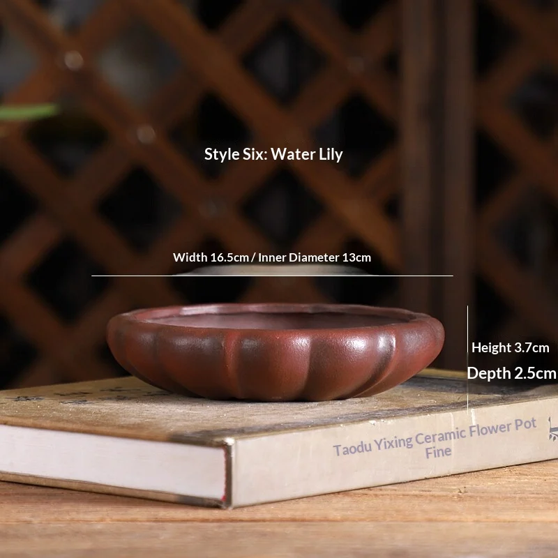 Bonsai Pot Bundle Mouth Square Indoor Study Room Antique Style Purple Clay Flowerpot — image 9