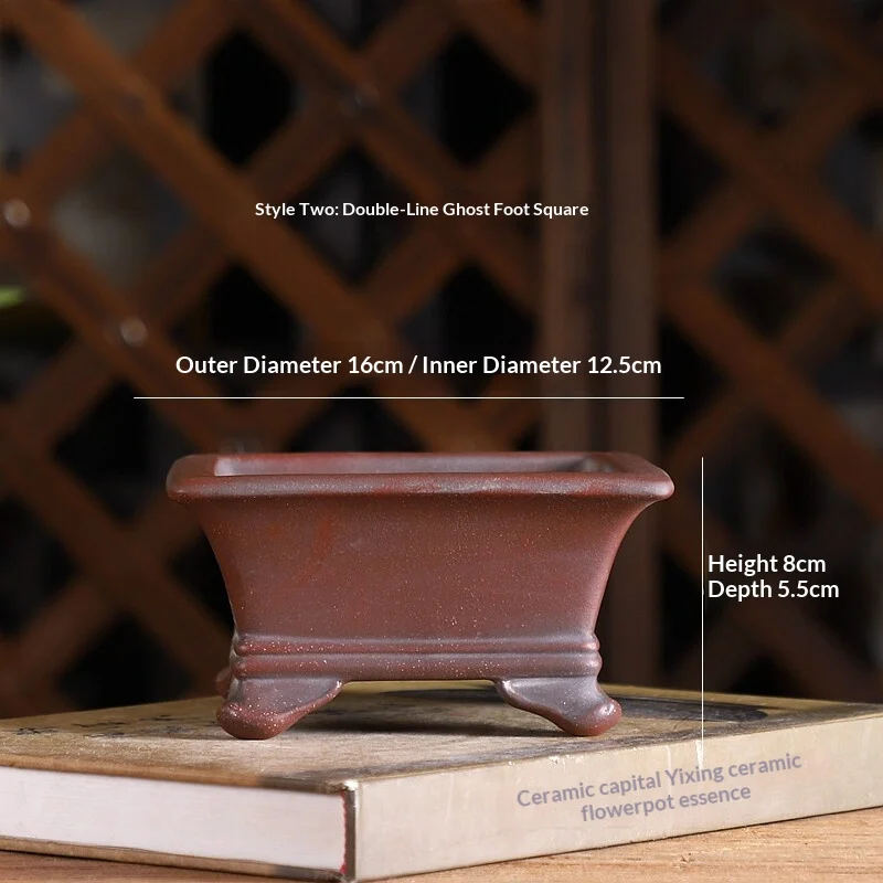 Bonsai Pot Bundle Mouth Square Indoor Study Room Antique Style Purple Clay Flowerpot — image 2