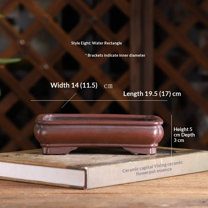 Bonsai Pot Bundle Mouth Square Indoor Study Room Antique Style Purple Clay Flowerpot — image 10