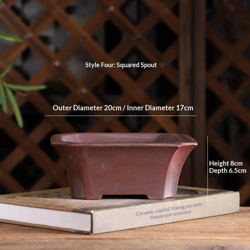 Bonsai Pot Bundle Mouth Square Indoor Study Room Antique Style Purple Clay Flowerpot — image 3