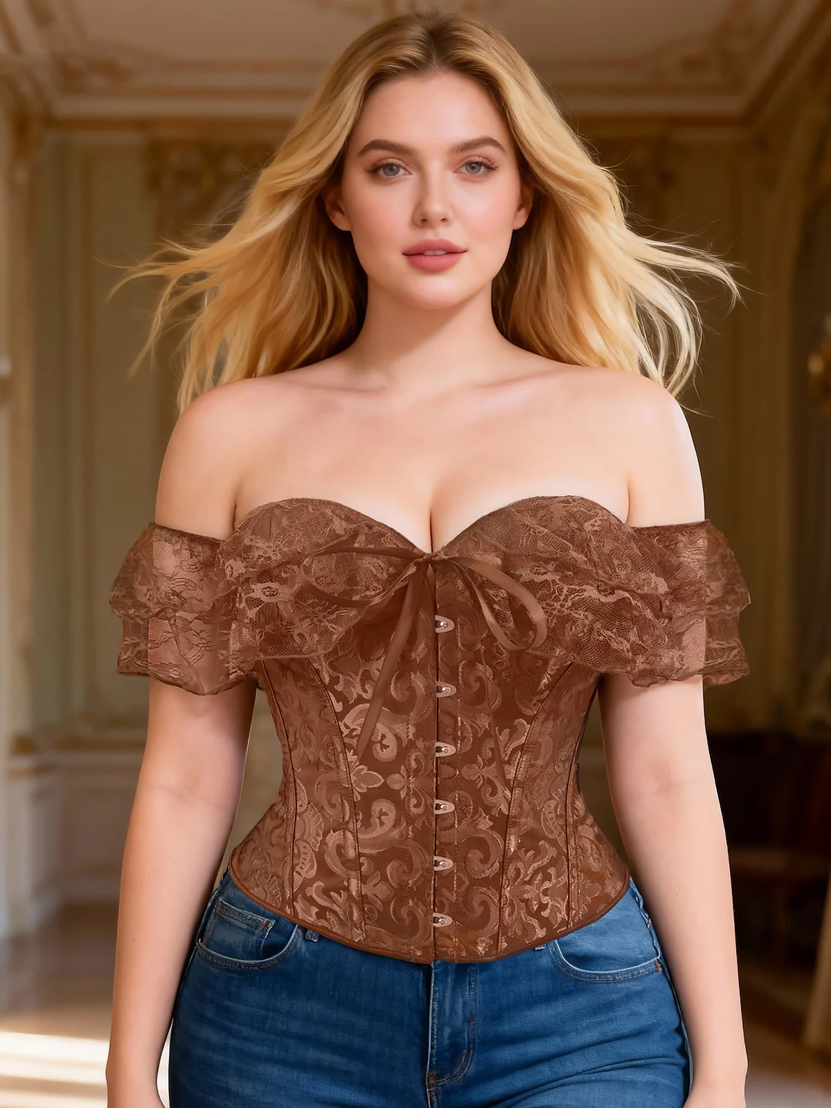 Border Palace Corset Lace Sexy Fishbone Bra Dress Slimming One-shoulder Women's Waist… — image 8