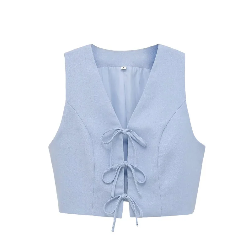 Bow-tie Lace-up Vest Top High-waisted Wide-leg Trousers — image 11